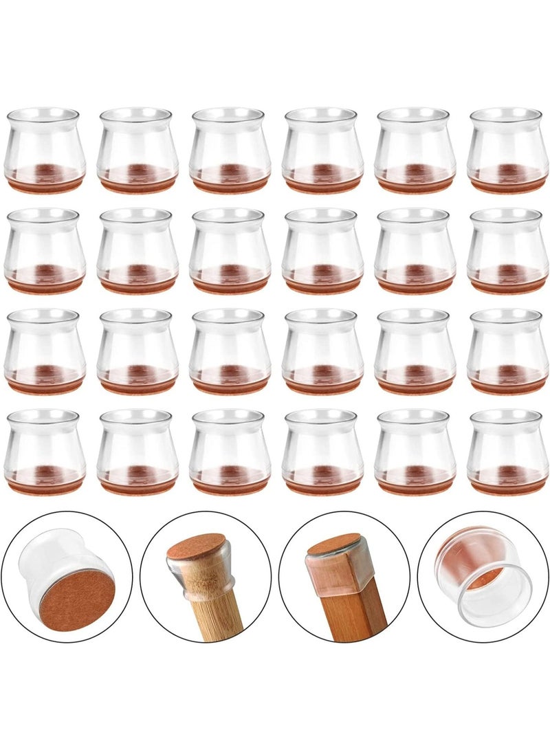 ChicAbode كرسي ساق واقي الأرضية, 24 جهاز كمبيوتر شخصي كرسي ساق واقي للأرضيات الخشبية الصلبة, واقي الأرضية للكراسي مع شعر وسائد لساقين الكرسي, ساقين الطاولة أو غيرها من الأثاث ساقين (واضح) - Image 1